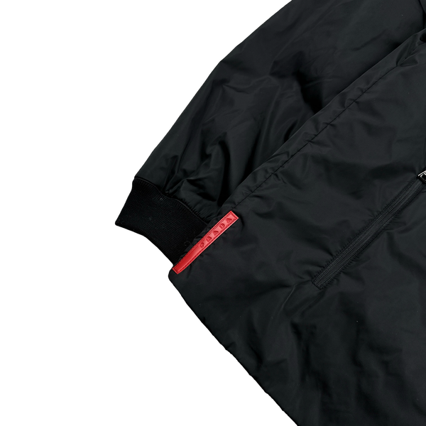 Prada Black Nylon Padded Hooded Bomber Jacket - 3XL