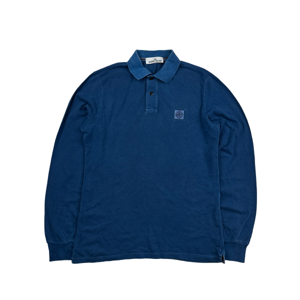 Stone Island Blue Longsleeved Polo Shirt - Medium
