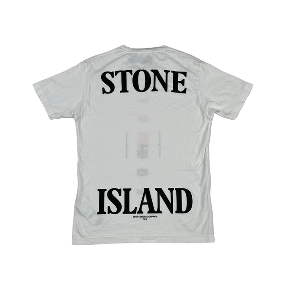 Stone Island 2020 Graphic Spellout White T Shirt - Large
