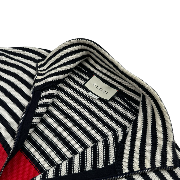 Gucci Striped Monogram Cotton Knit Zipped Jumper - Small