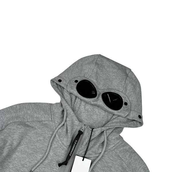 CP Company Grey Cotton Goggle Hoodie - Medium