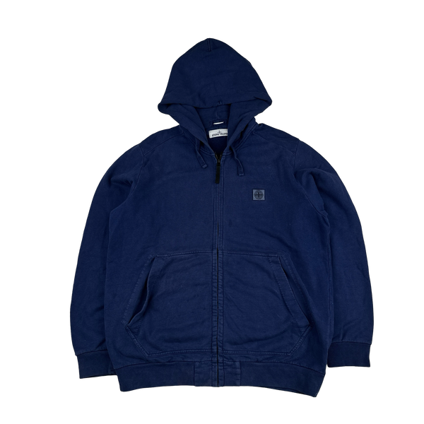 Stone Island 2014 Navy Zipped Patch Hoodie - 3XL