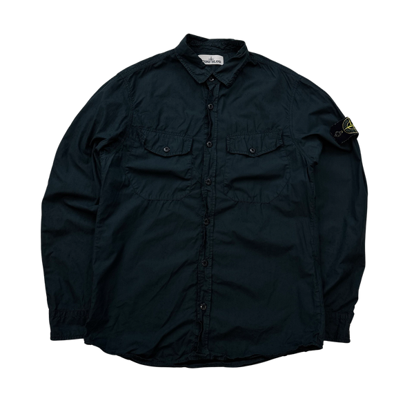 Stone Island Navy Thick Brushed Cotton Overshirt XL Mat s Island