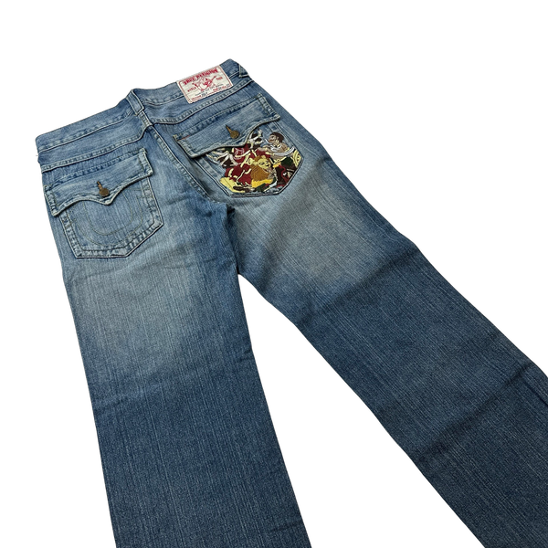 True Religion Rare Embroidered Joey Baggy Fit Jeans - 33"