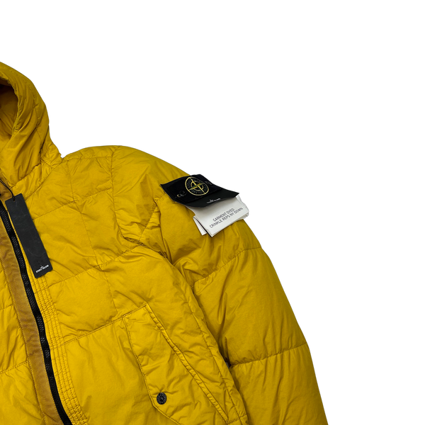 Stone Island 2018 Yellow Down Filled Crinkle Puffer Jacket - Small