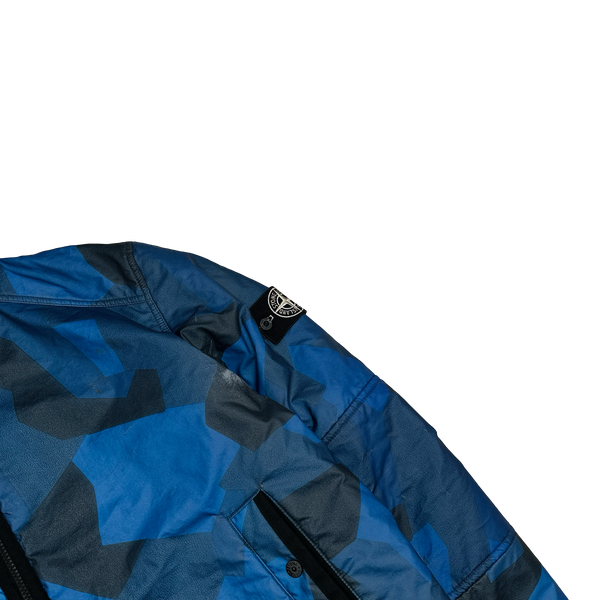 Stone Island 2012 Blue Fleece Lined 30th Anni Camo Reflective Jacket - XXL