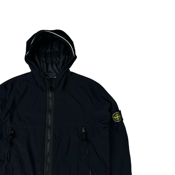 Stone Island 2021 Black Skin Touch Nylon Hooded Jacket - Small