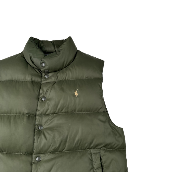 Ralph Lauren Green Down Puffer Gilet - Medium
