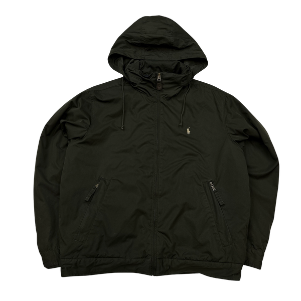 Ralph Lauren Dark Green Fleece Lined Windbreaker Jacket - Medium