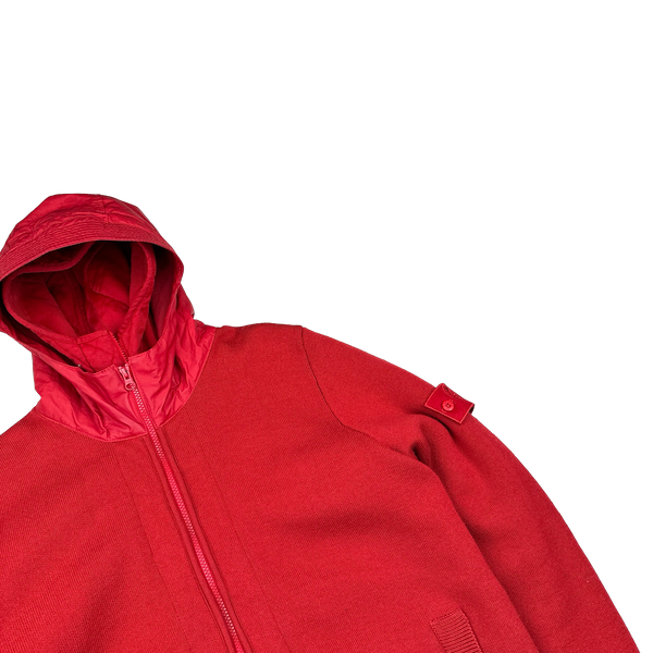 Stone Island 2013 Red Ghost Piece Mussola Gommta Hood Wool Dutch Rope Jacket - Large