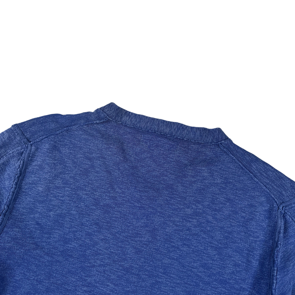 Stone Island 2006 Blue V Neck Knitted Crewneck Jumper - Large