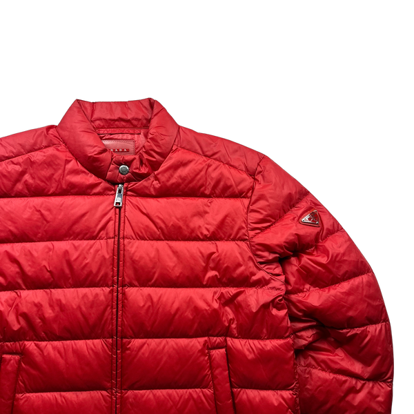 Prada Red Zipped Triangle Logo Puffer Jacket Medium