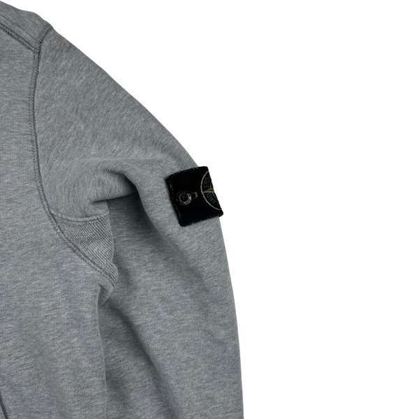 Stone Island Grey Cotton Pullover Hoodie - Small