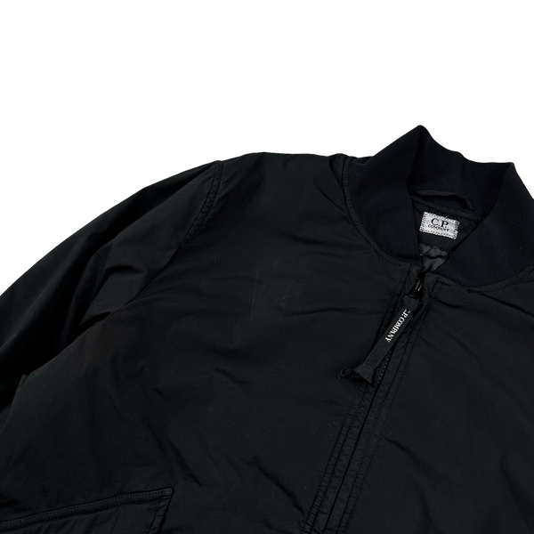 CP Company Black Nycra Quilted Lined Bomber Jacket - Large