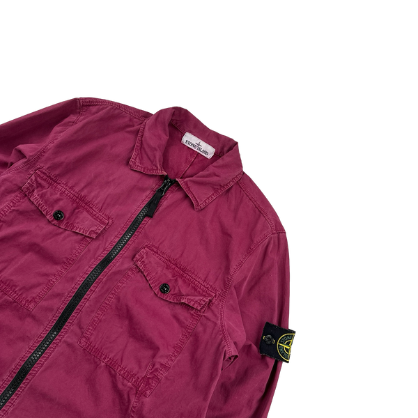 Stone Island 2019 Magenta Cotton Zipped Overshirt - Small