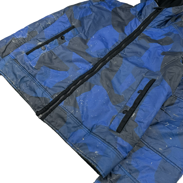 Stone Island 2012 Blue Fleece Lined Camo Reflective Jacket - Large