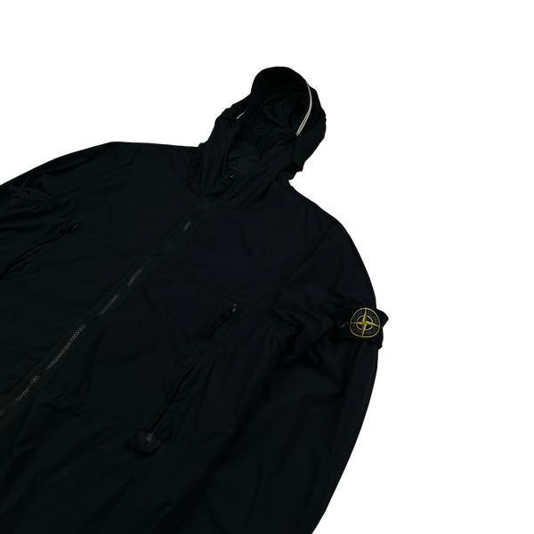 Stone Island 2021 Black Skin Touch Nylon Hooded Jacket - Medium