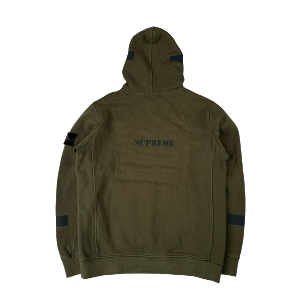 Stone Island Supreme 2017 Khaki Reflective Hoodie - Large