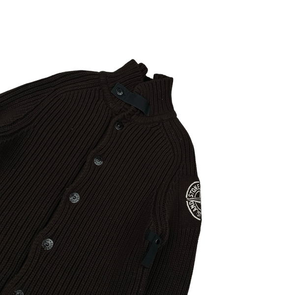 Stone Island 2005 Heavyweight Wool Knit Spellout Cardigan - XL