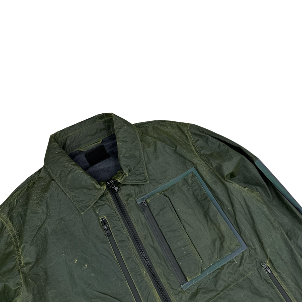 Plurimus Green Reflective Rubber Coated Zipped Overshirt - Large