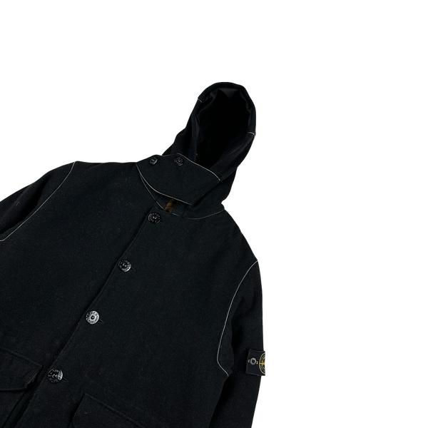 Stone Island 2002 Navy Contrast Seam Wool Quilted Dual Layer Jacket - Medium
