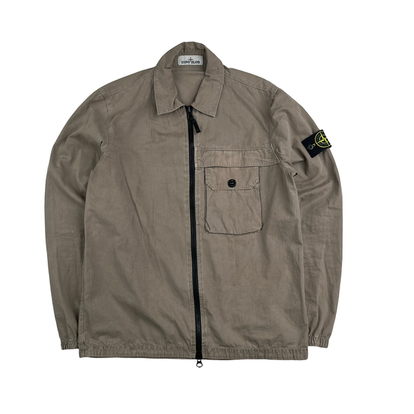 Stone Island 2020 Beige Zipped Chest Pocket Overshirt - Medium