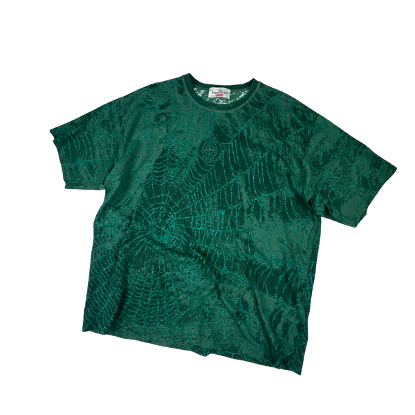 Stone Island x Supreme 2023 Green Spiderweb T Shirt - XL