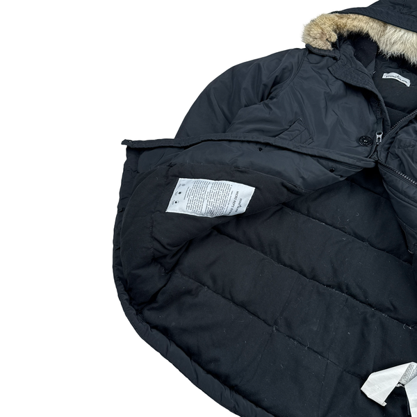 Stone Island 2014 Black Micro Reps Down Filled Fur Trim Parka - Medium