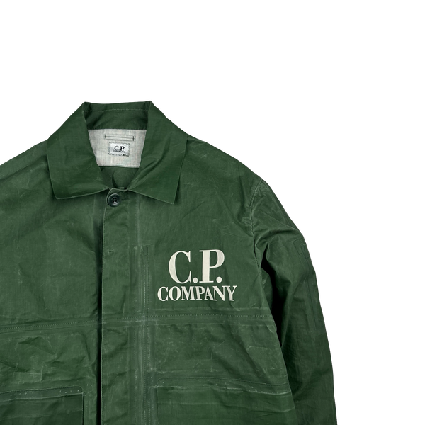 CP Company Green TOOB Two Spellout Collared Jacket - Large