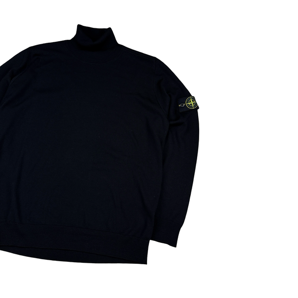 Stone Island 2024 Black Wool High Neck Knit Jumper - XL