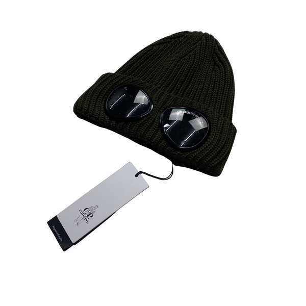CP Company Khaki Thick Wool Goggle Beanie