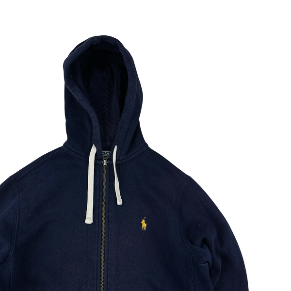 Ralph Lauren Navy Thick Cotton Zipped Hoodie - Small