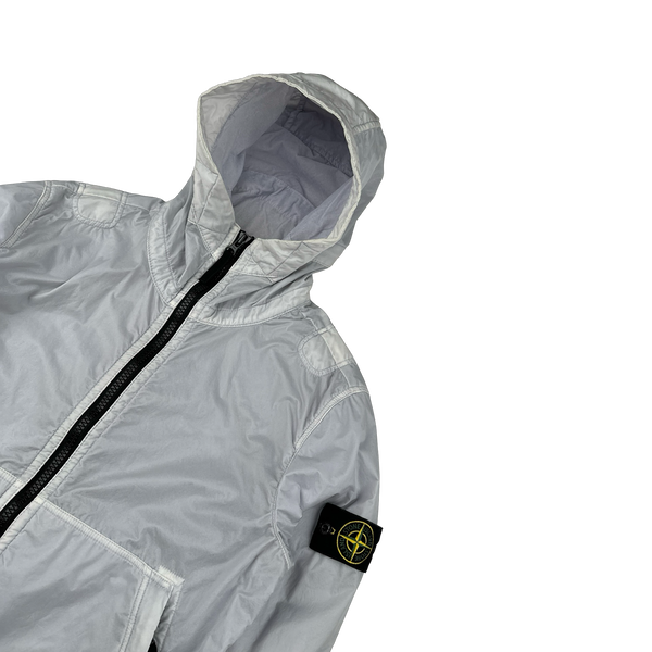 Stone Island 2018 Ice White Lamy Flock Hooded Jacket - Small