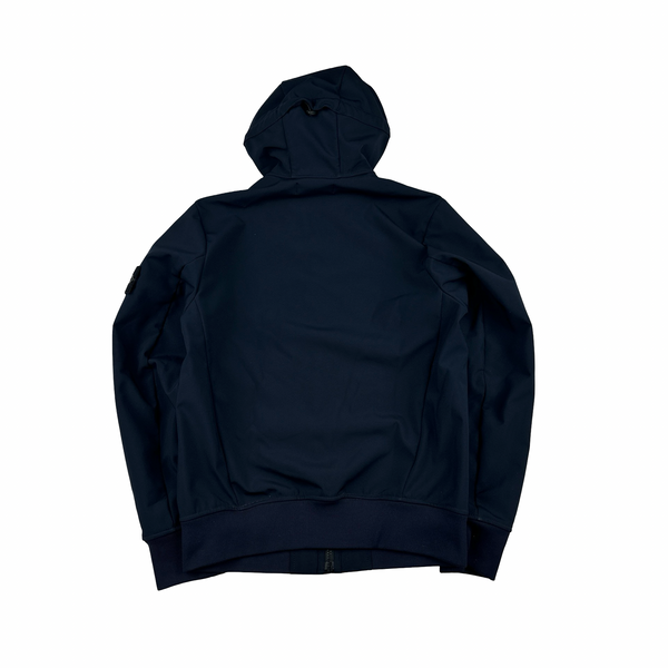 Stone Island Navy Hooded Soft Shell R Jacket - Small