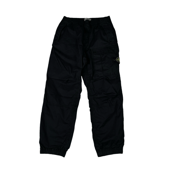 Stone Island 2024 Black Loose Fit Cargo Trousers - 30"