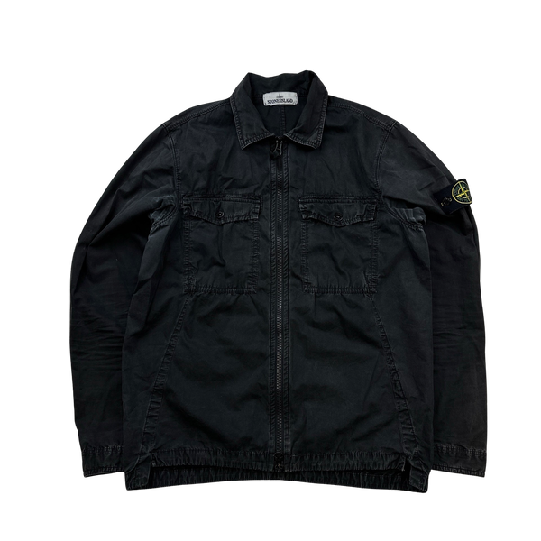 Stone Island 2019 Black Cotton Zipped Overshirt - Small