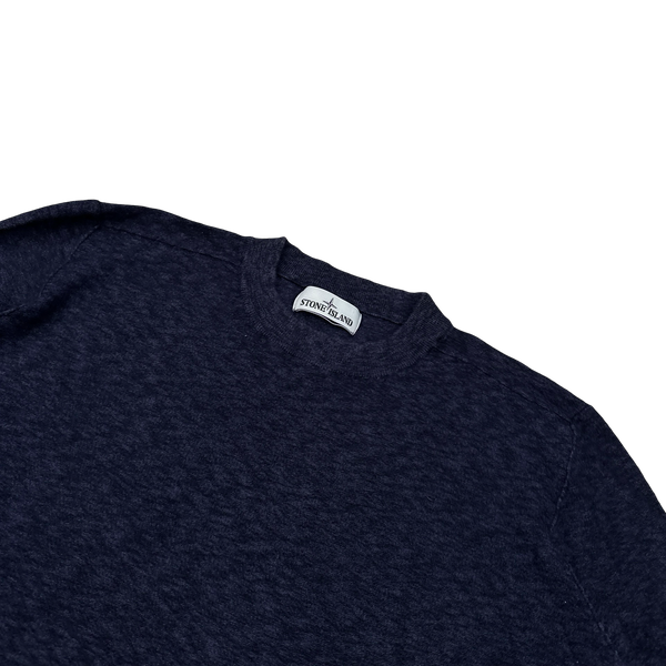 Stone Island Navy Fine Knit Marl Jumper - Small