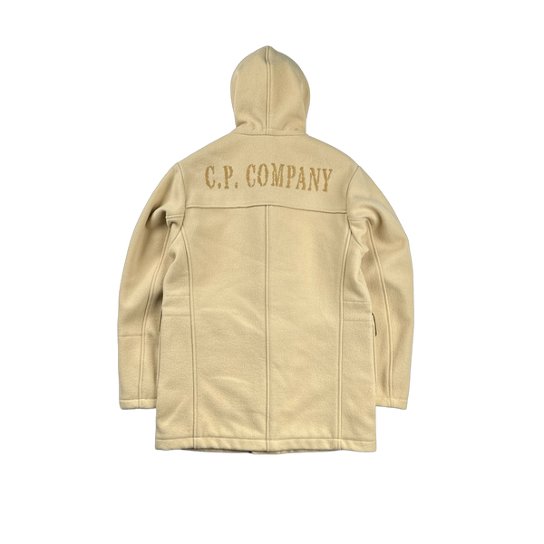 CP Company Tan Wool Spellout Watch Viewer Duffle Jacket - Large