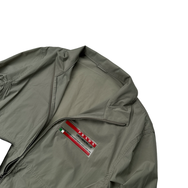 Prada Khaki Caroli Health Club Strech Lightweight Windbreaker Jacket - Large