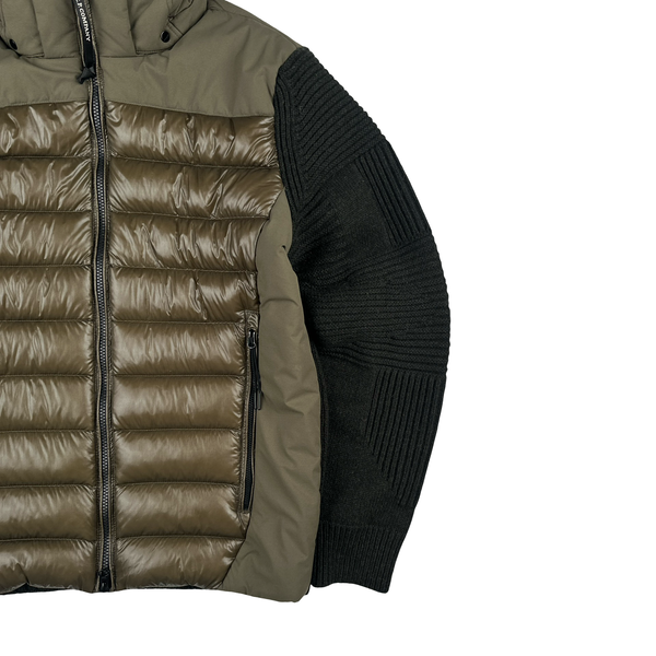 CP Company Khaki Hybrid Padded DD Shell Knit Jacket - Large