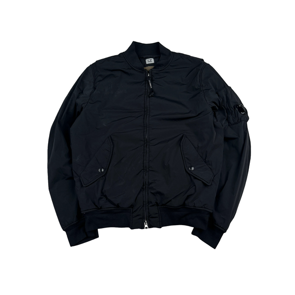 CP Company Black Nycra Stretch Lightweight Bomber Jacket - Large
