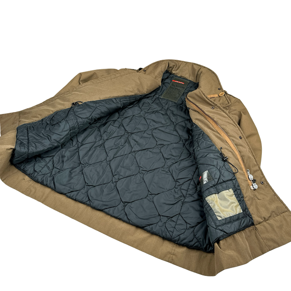 Prada Nylon Brown Kevlar Padded Long Jacket - 3XL
