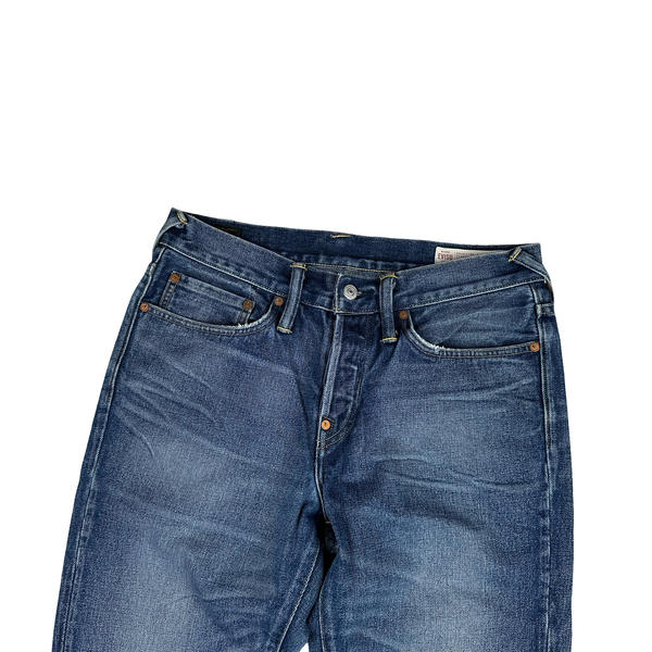 Evisu White Back Pocket Logo Mid Wash Jeans - 30"