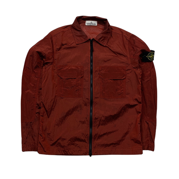 Stone Island 2019 Red Nylon Metal Rip Stop Overshirt - Small