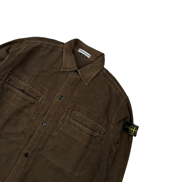 Stone Island Vintage 1997 Brown Mole Skin Cotton Overshirt - Large