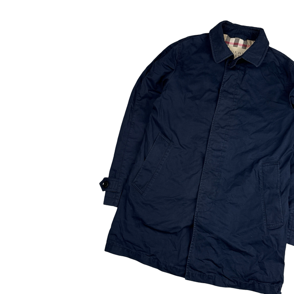 Burberry Brit Navy Nova Check Lined Trench Coat - Small