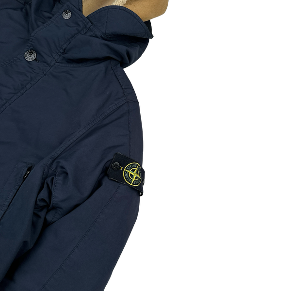 Stone Island 2015 Navy David TC Shearling Hood Down Lined Winter Jacket - Medium
