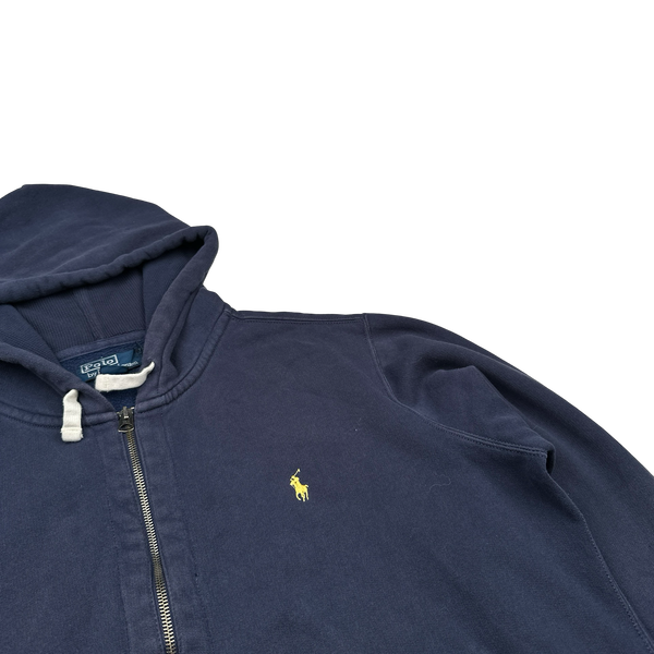 Ralph Lauren Navy Thick Cotton Zipped Hoodie - XL