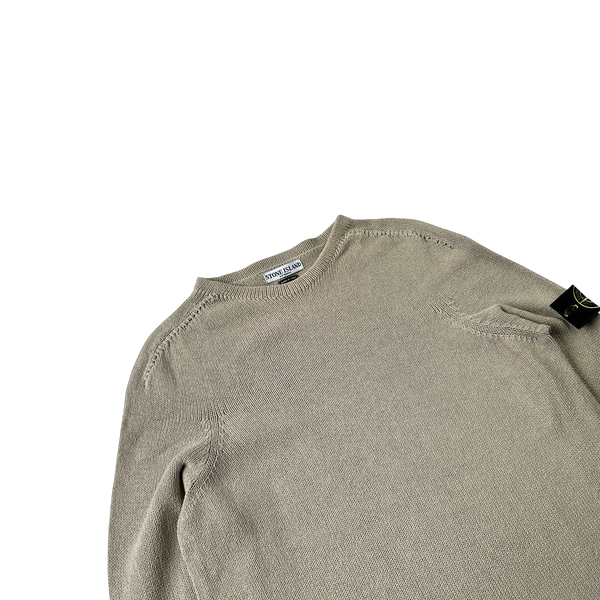 Stone Island Vintage Cotton Oatmeal Knitted Crewneck Jumper - XL