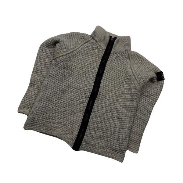 Stone Island Wool Beige Zipped Cardigan Jumper - XS